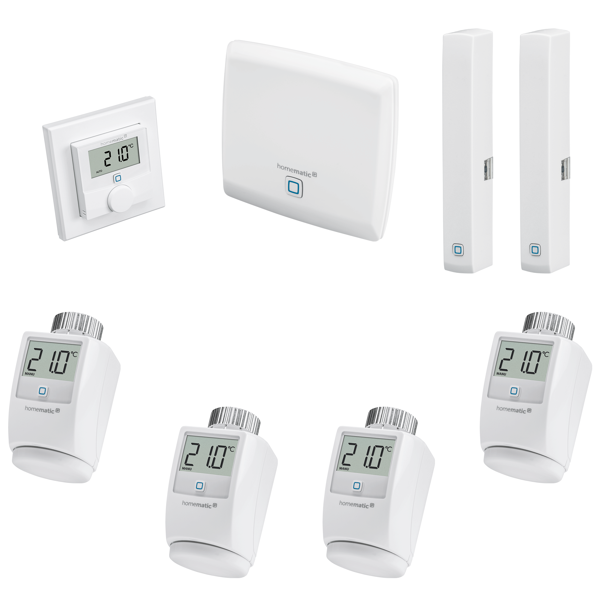 Homematic IP Smart Home Starter Set 1x Access Point, 4x Heizkörperthermostat HMIP-eTRV-2 & 2x Festerkontakt HMIP-SWDO-2