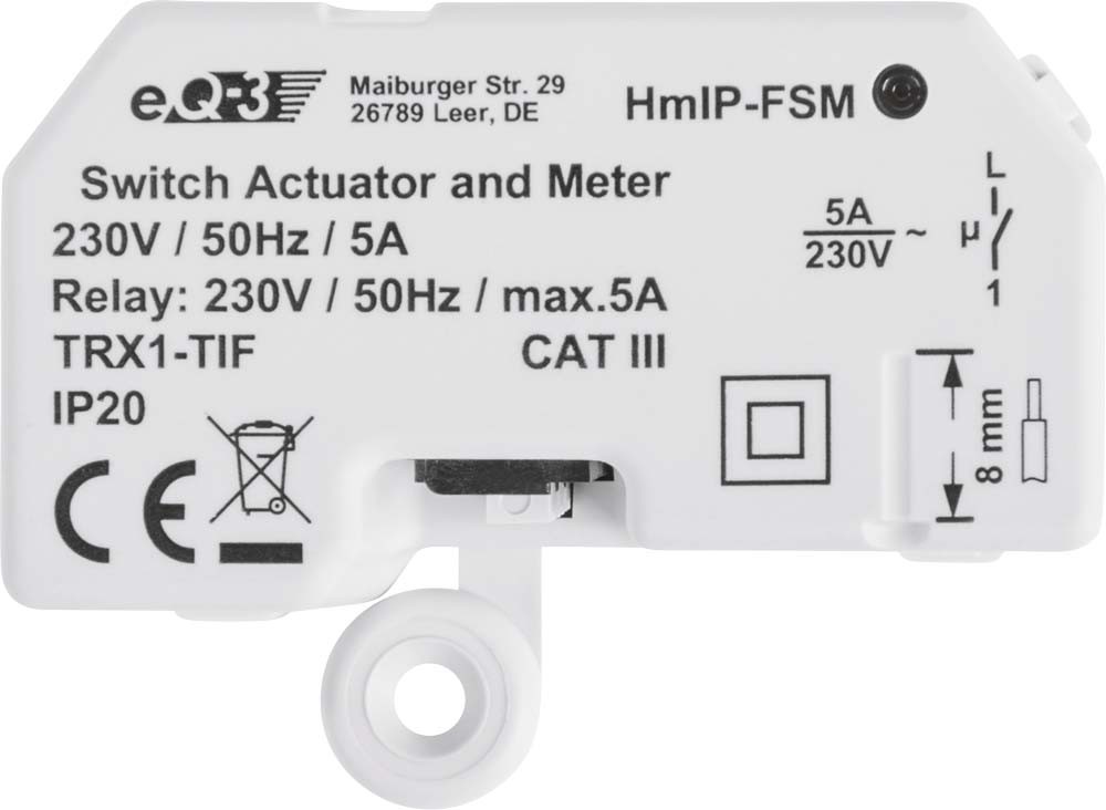 Homematic IP Smart Home Schalt-Mess-Aktor HmIP-FSM, 5 A, Unterputz