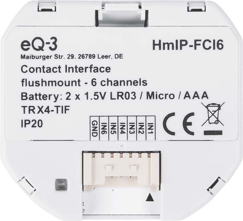 Homematic IP Smart Home Kontakt-Schnittstelle HmIP-FCI6, Unterputz, 6-fach