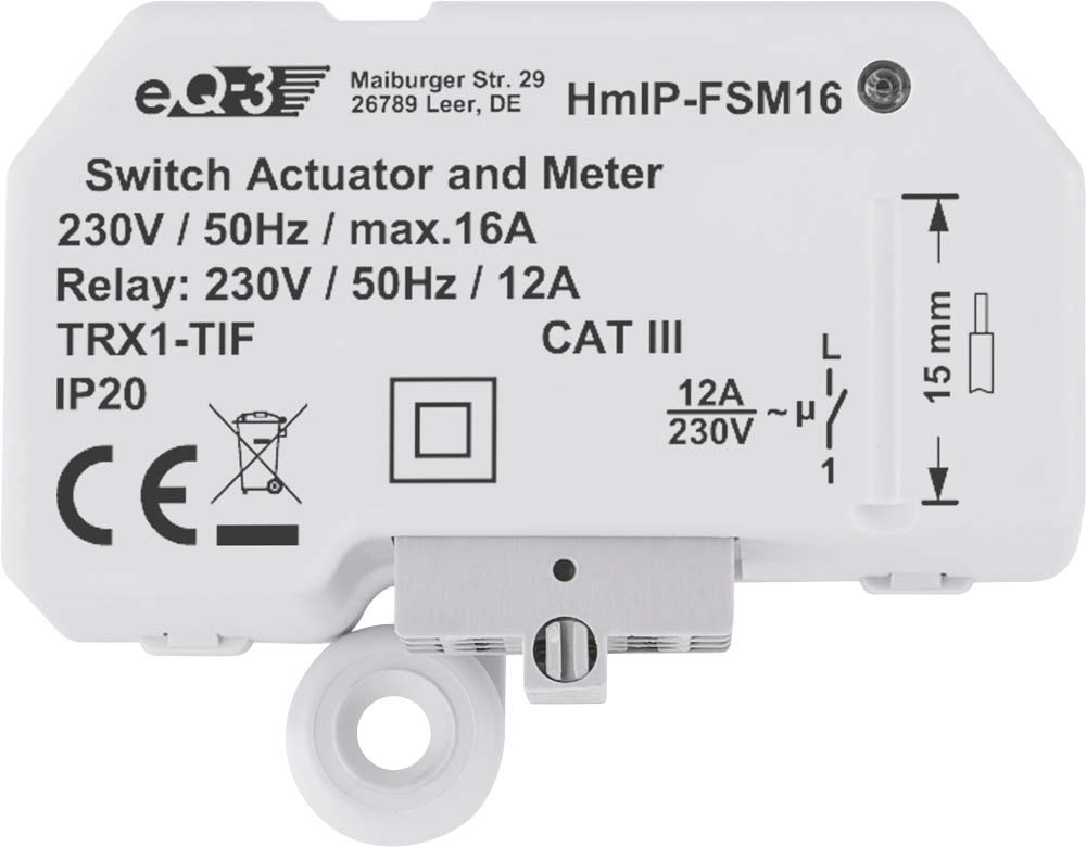 Homematic IP Smart Home Schalt-Mess-Aktor HmIP-FSM16, 16 A, Unterputz