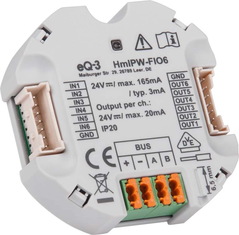 Homematic IP Wired Smart Home 6-fach-Unterputz-IO-Modul HmIPW-FIO6, VDE zertifiziert