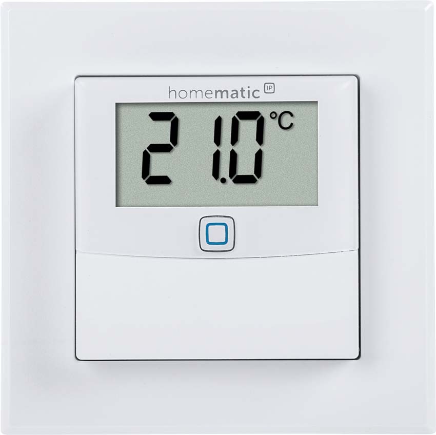 Homematic IP Smart Home Temperatur- und Luftfeuchtigkeitssensor HmIP-STHD mit Display, innen