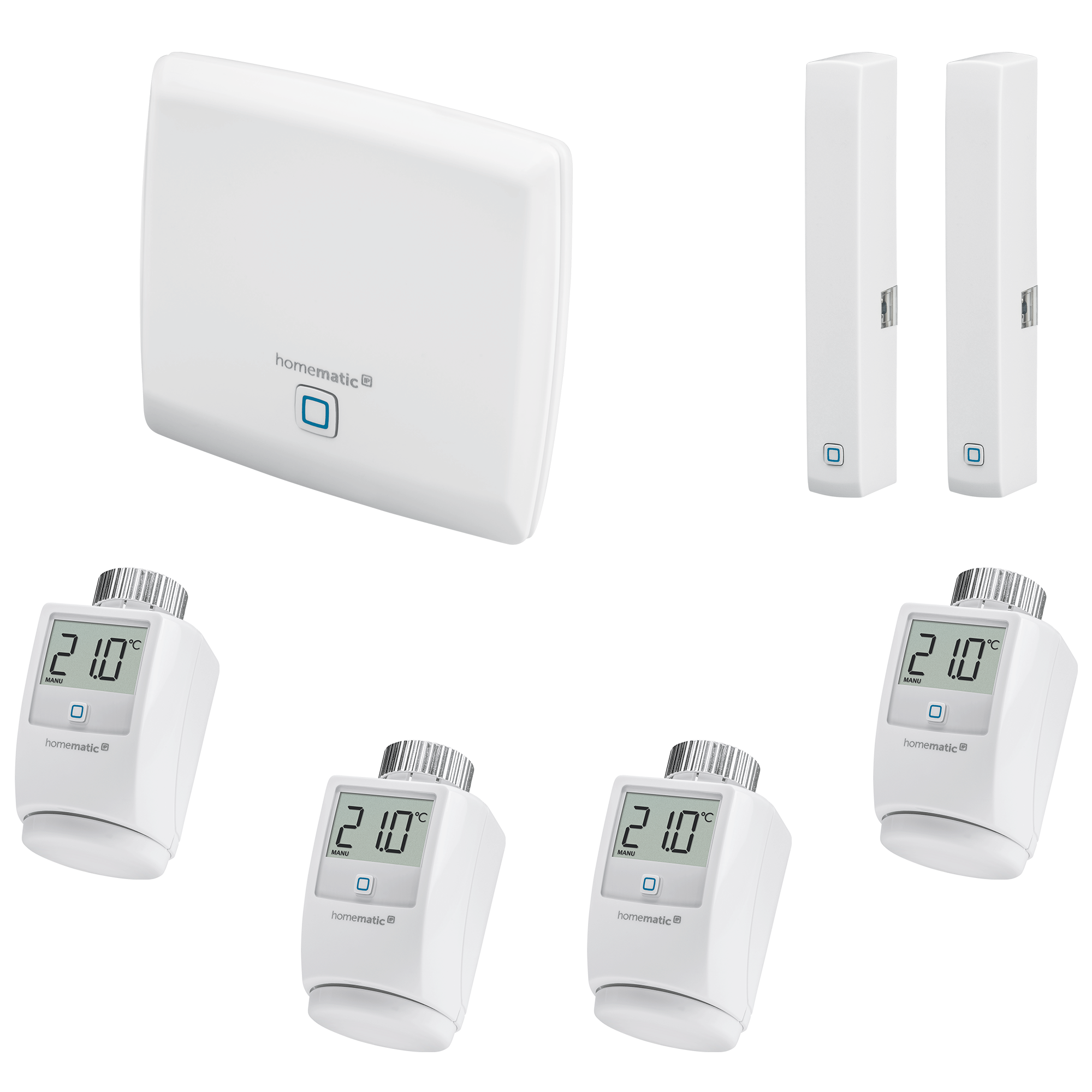 Homematic IP Smart Home Starter Set 1x Access Point, 4x Heizkörperthermostat HMIP-eTRV-2 & 2x Festerkontakt HMIP-SWDO-2