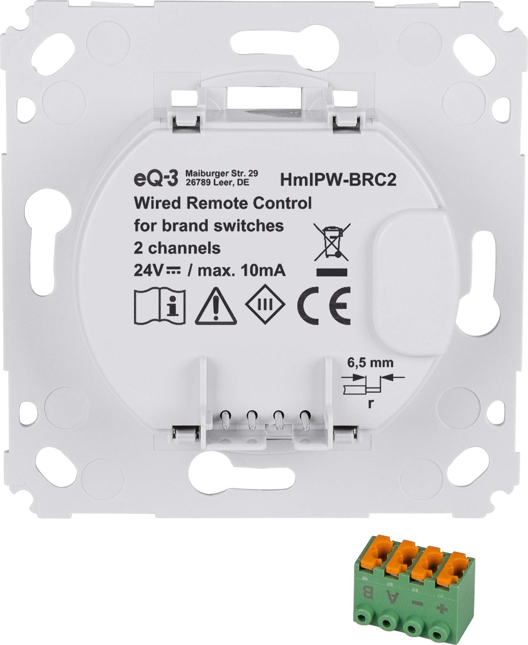 Homematic IP Wired Smart Home Wandtaster für Markenschalter HmIPW-BRC2, 2-fach