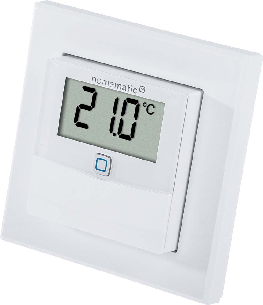 Homematic IP Wired Smart Home Temperatur- und Luftfeuchtigkeitssensor mit Display HmIPW-STHD – innen