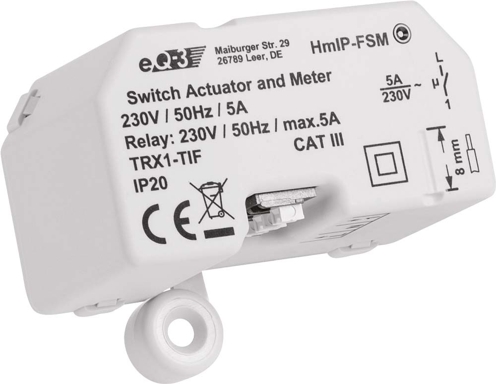 Homematic IP Smart Home Schalt-Mess-Aktor HmIP-FSM, 5 A, Unterputz