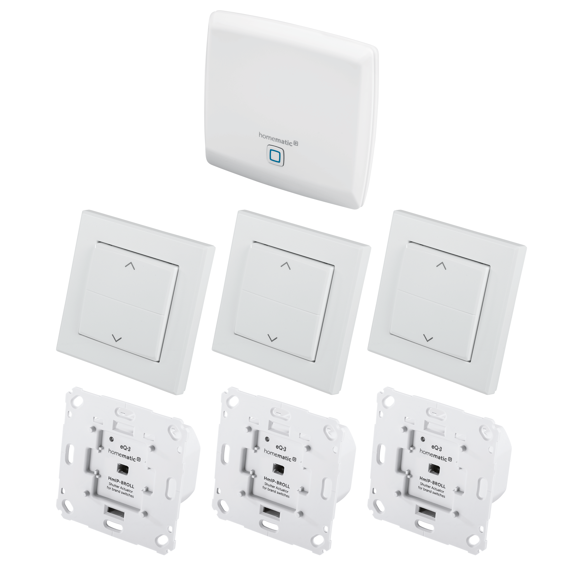 Homematic IP Smart Home Rollladenaktor HmIP-BROLL-2 für Markenschalter, auch für Markisen geeignet & HMIP-HAP Access Point