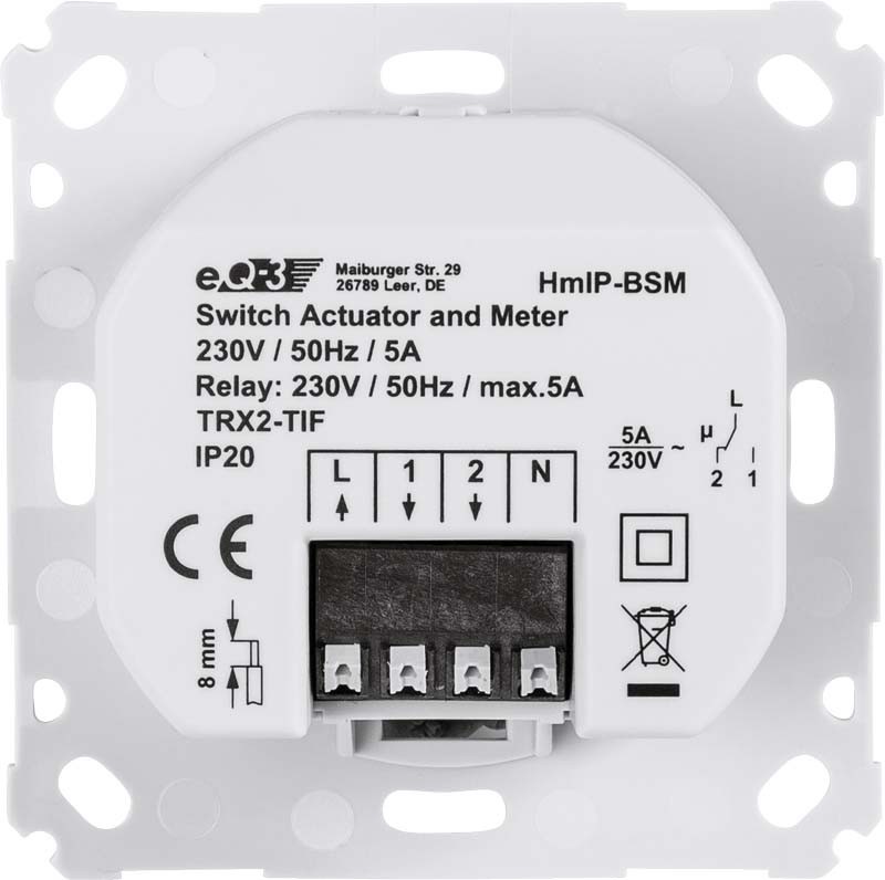 Homematic IP Smart Home Schalt-Mess-Aktor HmIP-BSM für Markenschalter